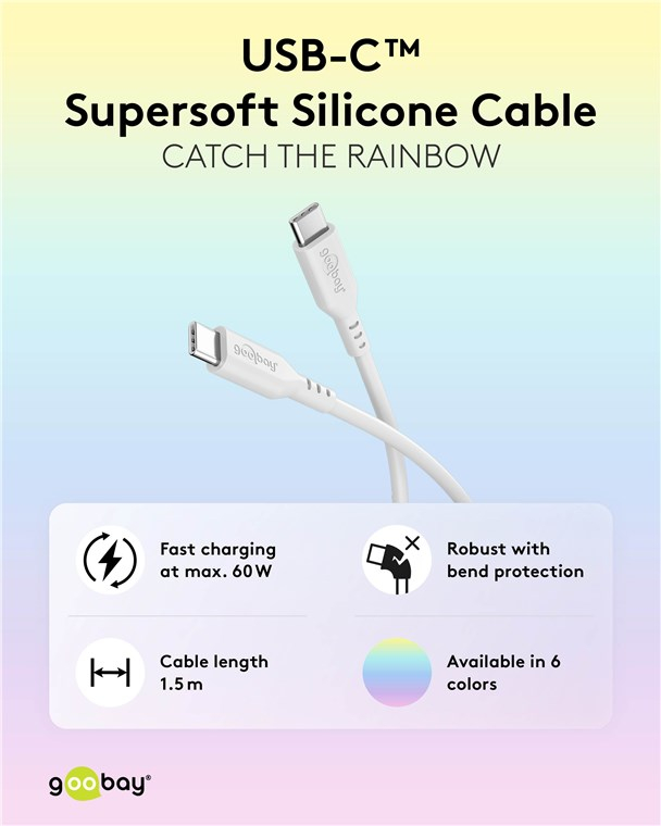 (1.5 m) 60W USB C auf USB C Silikon Ladekabel Fast Charge Datenkabel (77743) - Weiss