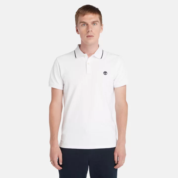 Polo à col imprimé Millers River pour homme en blanc