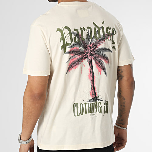 Tee Shirt Oversize Large Paradise Palm Beige Vintage