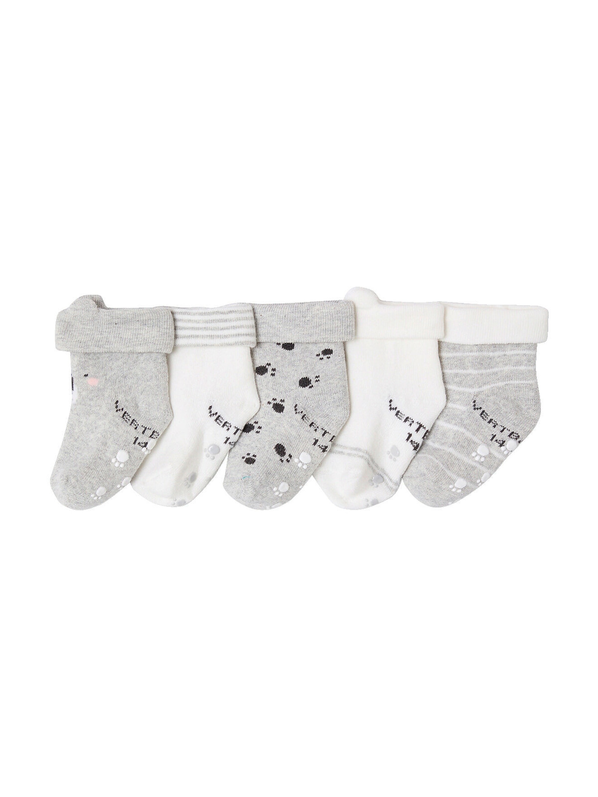 Vertbaudet 5er-Pack Baby Stoppersocken mit Koala grau meliert