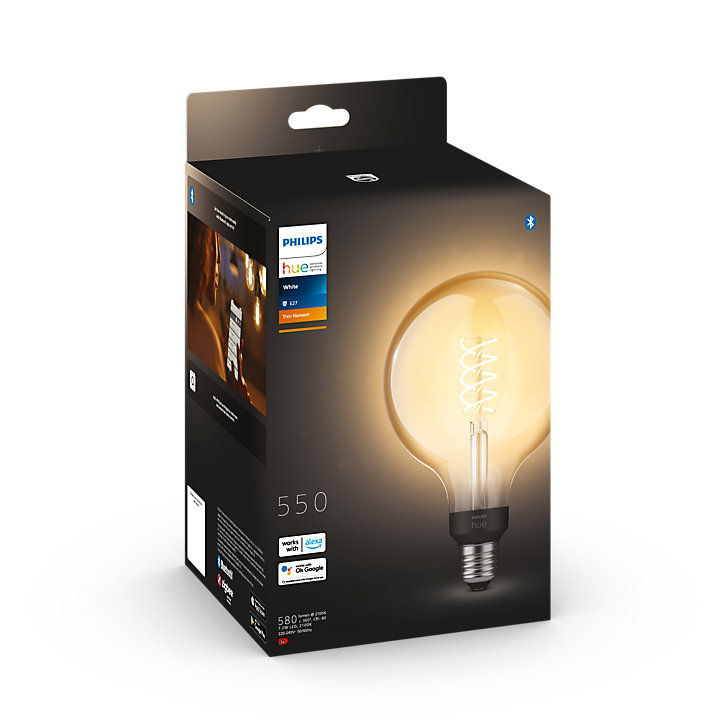 Ampoule LED connectée Philips Hue Filament Globe E27 IP20 580lm 7W blanc doux