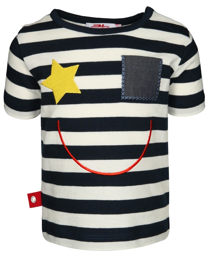 T-Shirt SMILEY gestreift in marine/weiß