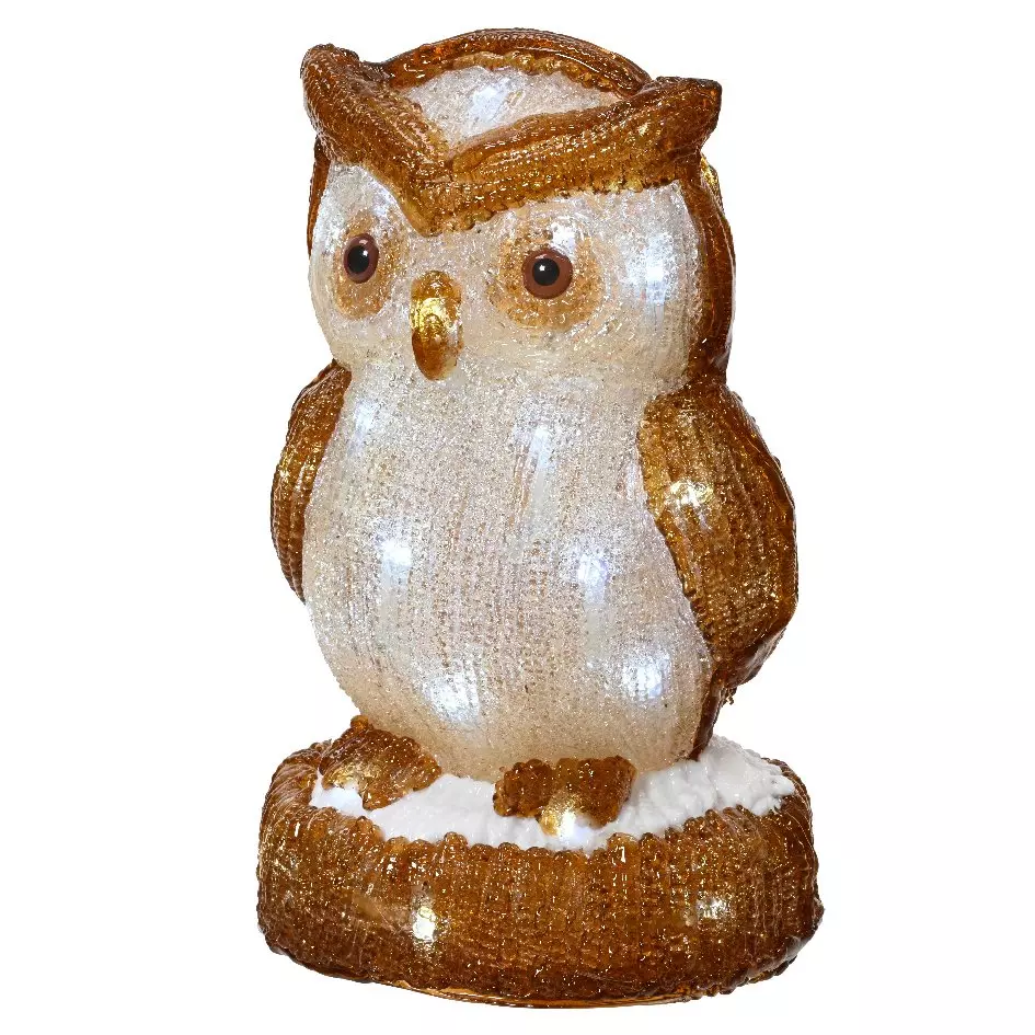 Hibou lumineux à piles 30 LED (H24 cm) Juliette Blanc froid