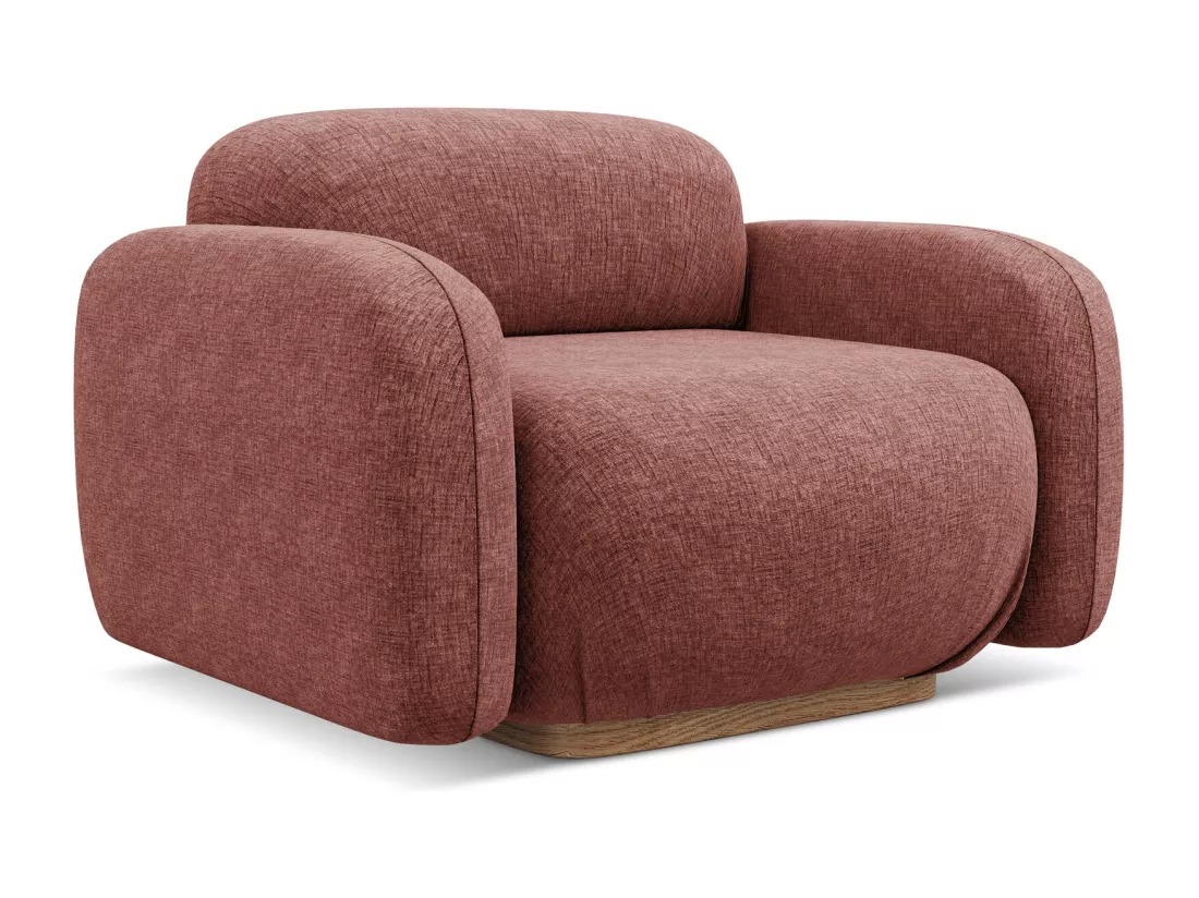 Fauteuil en tissu chenille - rose sourd - AILANI