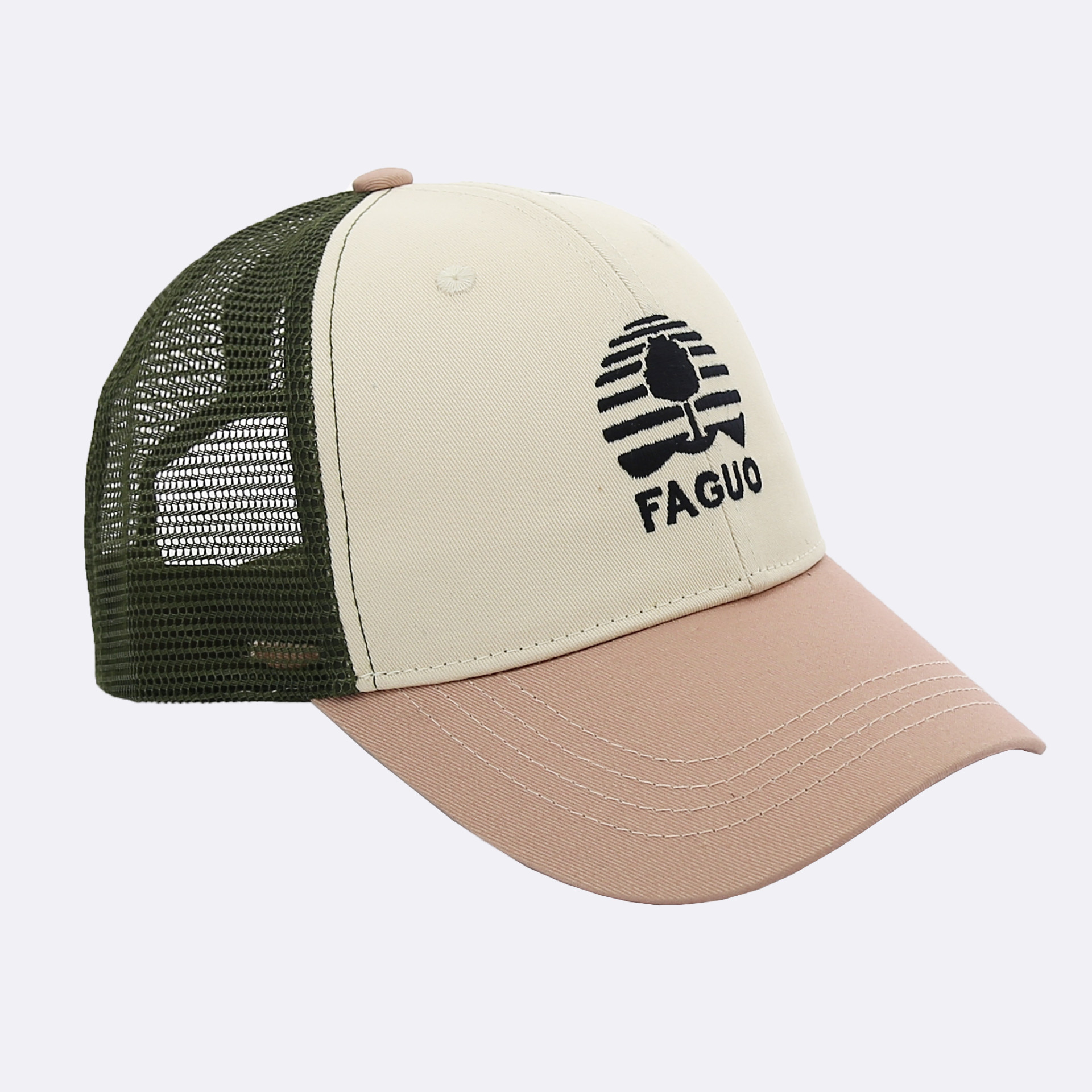 Casquette rose clair & kaki Coton et polyester - modèle Cap trucker