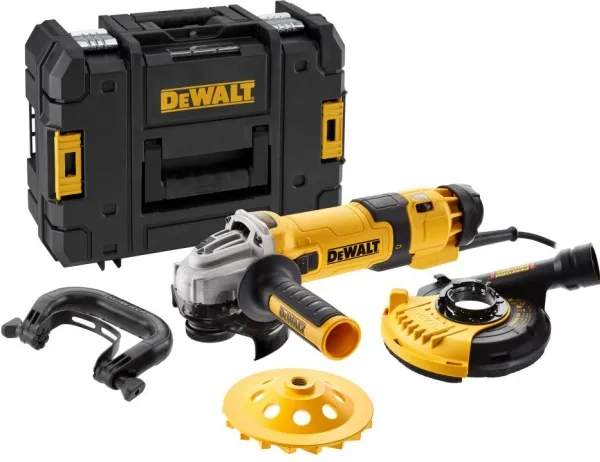 DEWALT vinkelsliber 1500W 125mm TASTAK KASSE   SKÆRM DWE46150   DIAMANT MÅL DWE4257KT