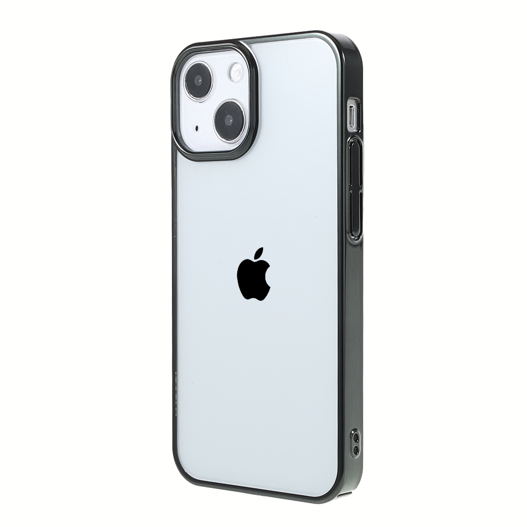iPhone 13 Hardcase Hülle mit Galvanisiertem Rahmen - Grün / Transparent