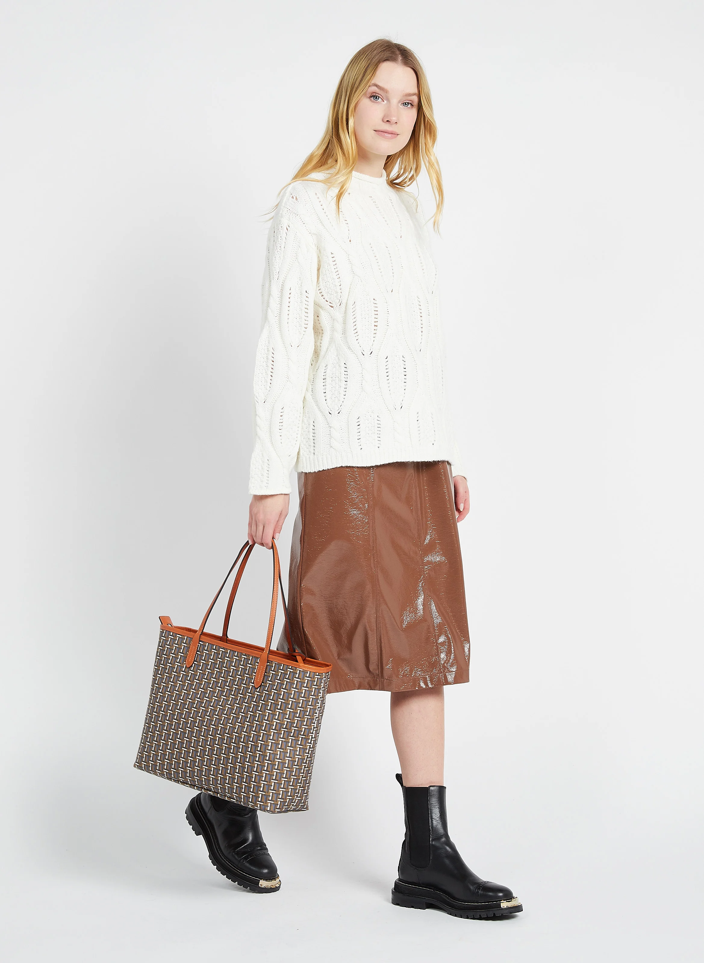 CAMILLE - Cabas imprimé en toile| Marron