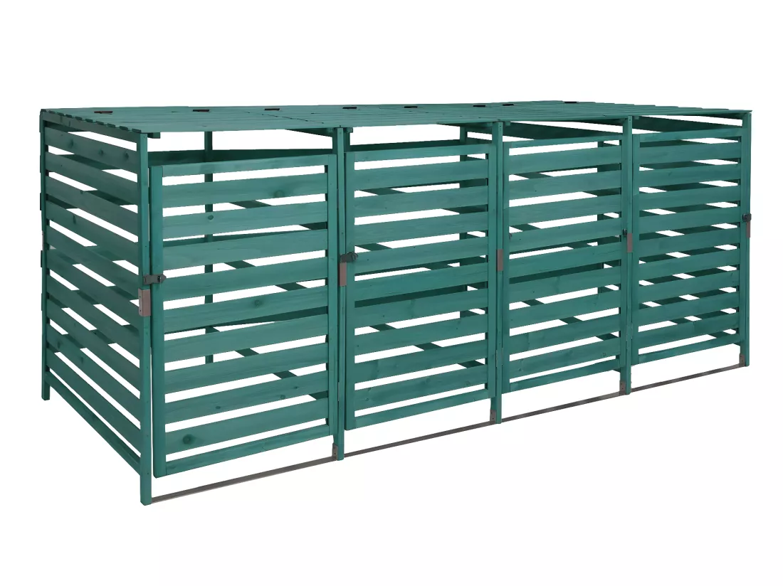Cache-poubelle MCW-H62 pour 4/8 poubelles, vert foncé