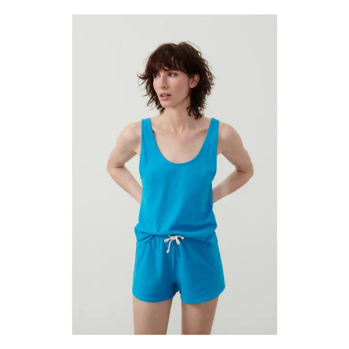 American Vintage Short Lopintale Coton et Lin | Bleu