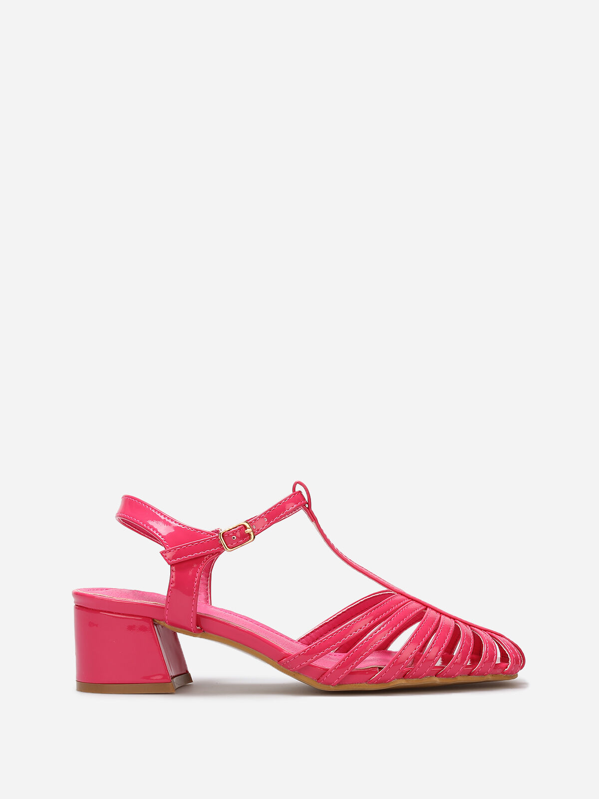 Sandales ajourées et vernies- Fuchsia