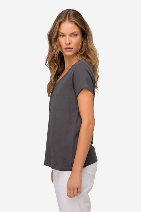 T-Shirt, kleiner Knoten Print, V-Ausschnitt, Halbarm, OEKO-TEX MIG