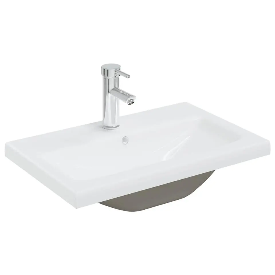 vidaXL - Wastafelkast En Wastafel - Zwart - Bewerkt hout - 60 x 38.5 x 46 cm