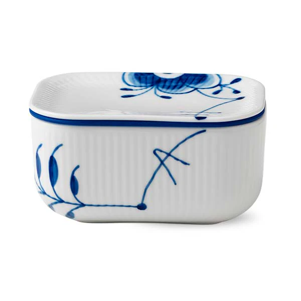 Royal Copenhagen  Blå Mega riflet smørkrukke - 15 cm.