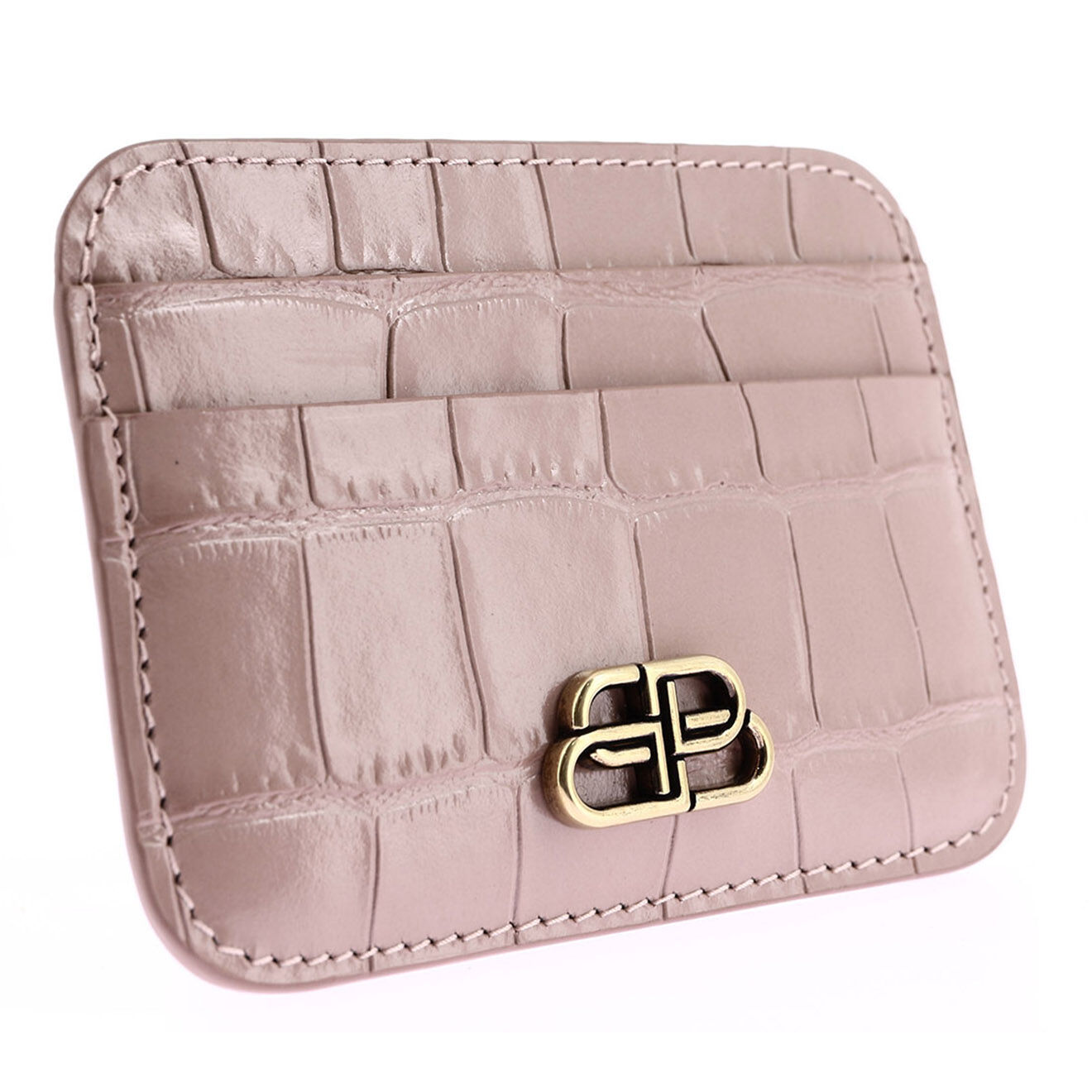 Balenciaga Porte-cartes en Cuir effet croco beige - Neuf avec étiquette