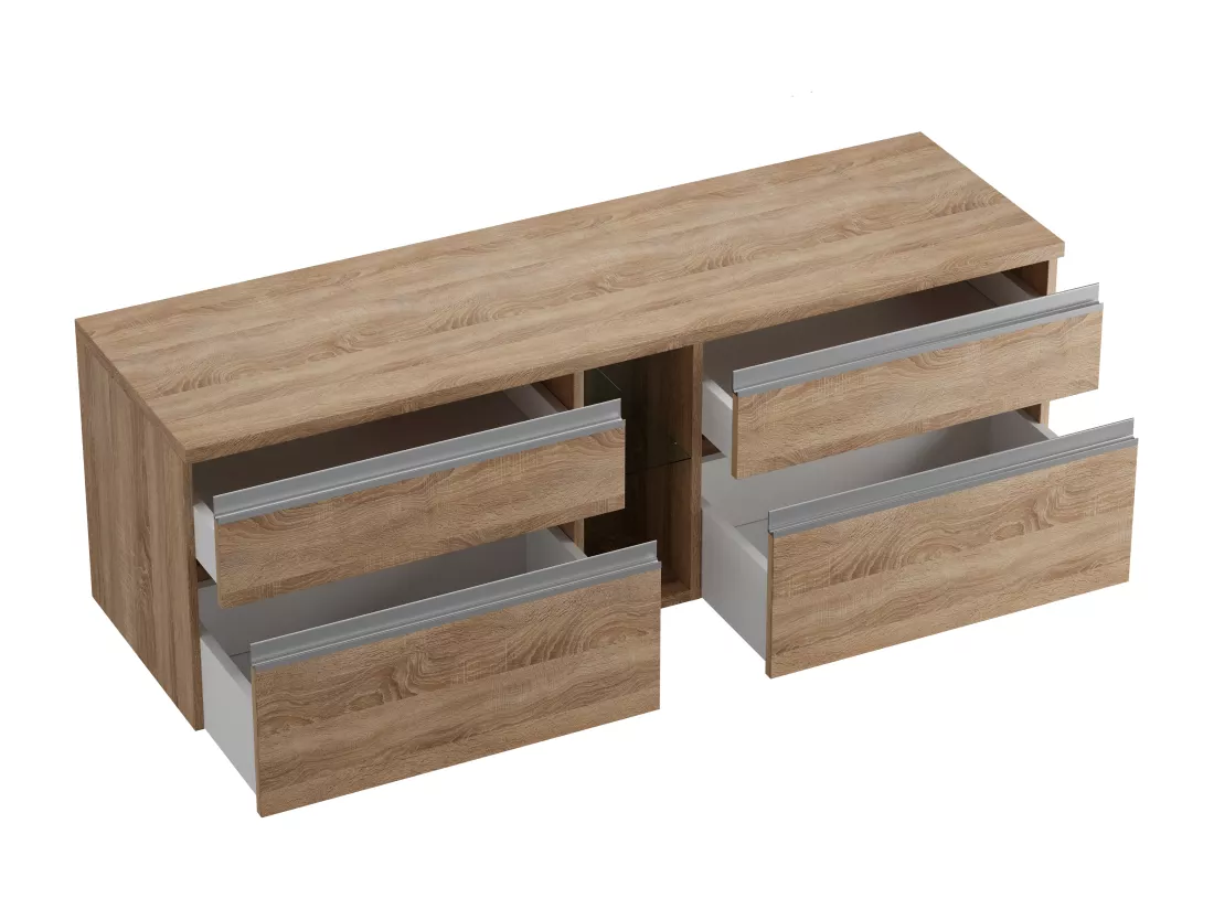 Meuble de salle de bain suspendu - Coloris naturel clair - 150 cm - MAGDALENA II