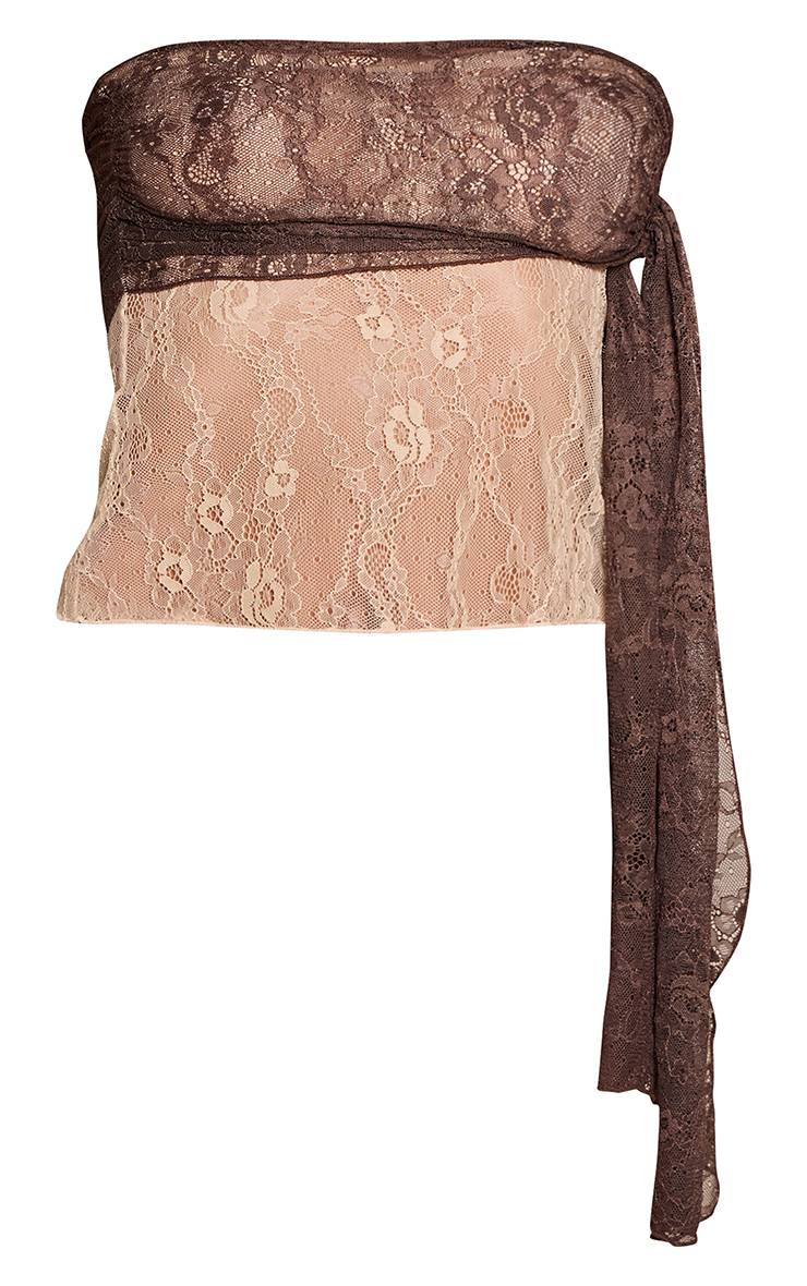Nude Haut Bandeau En Dentelle Avec Détail Drapé Assorti