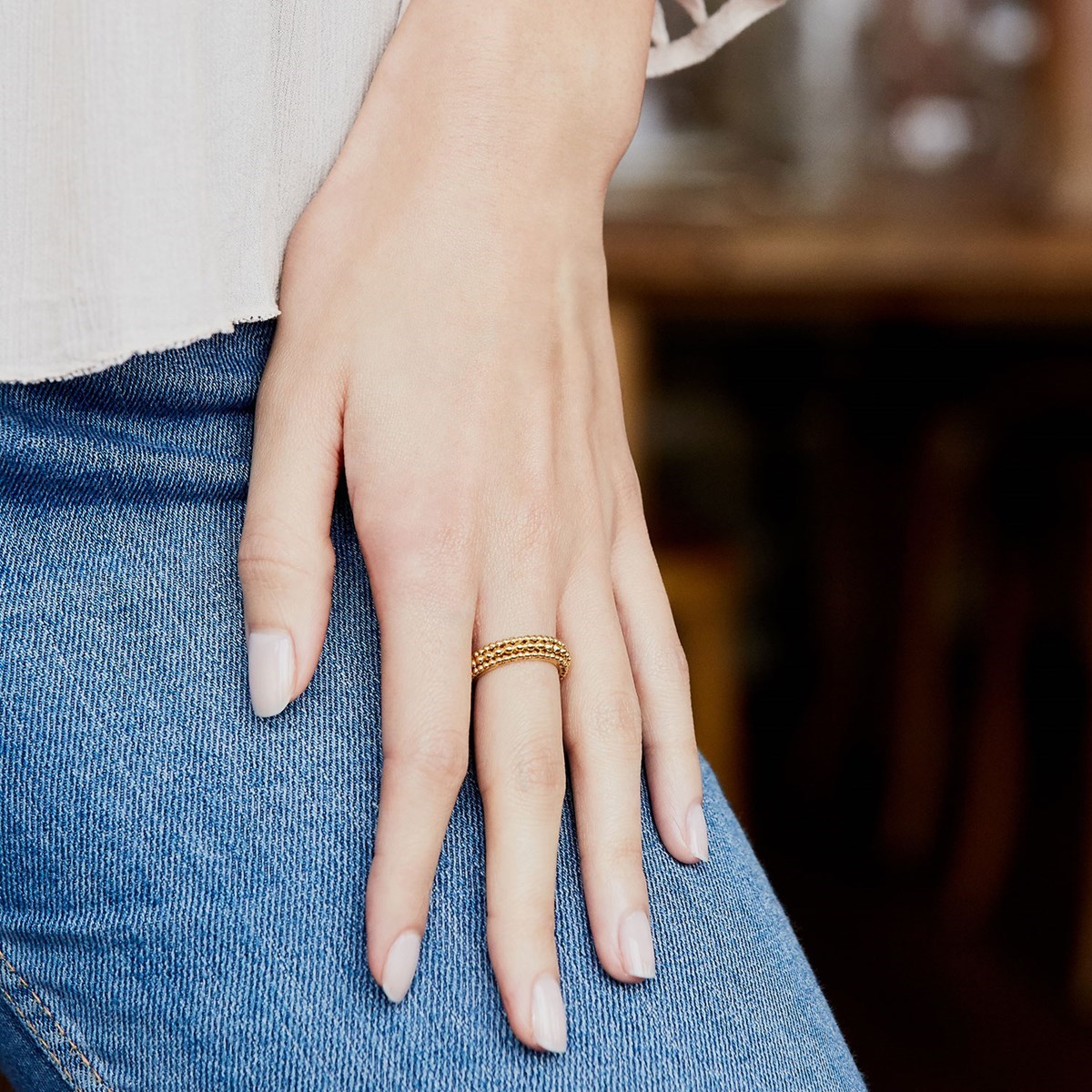 Bague Vermeil Trois Rangs Mix de Perles