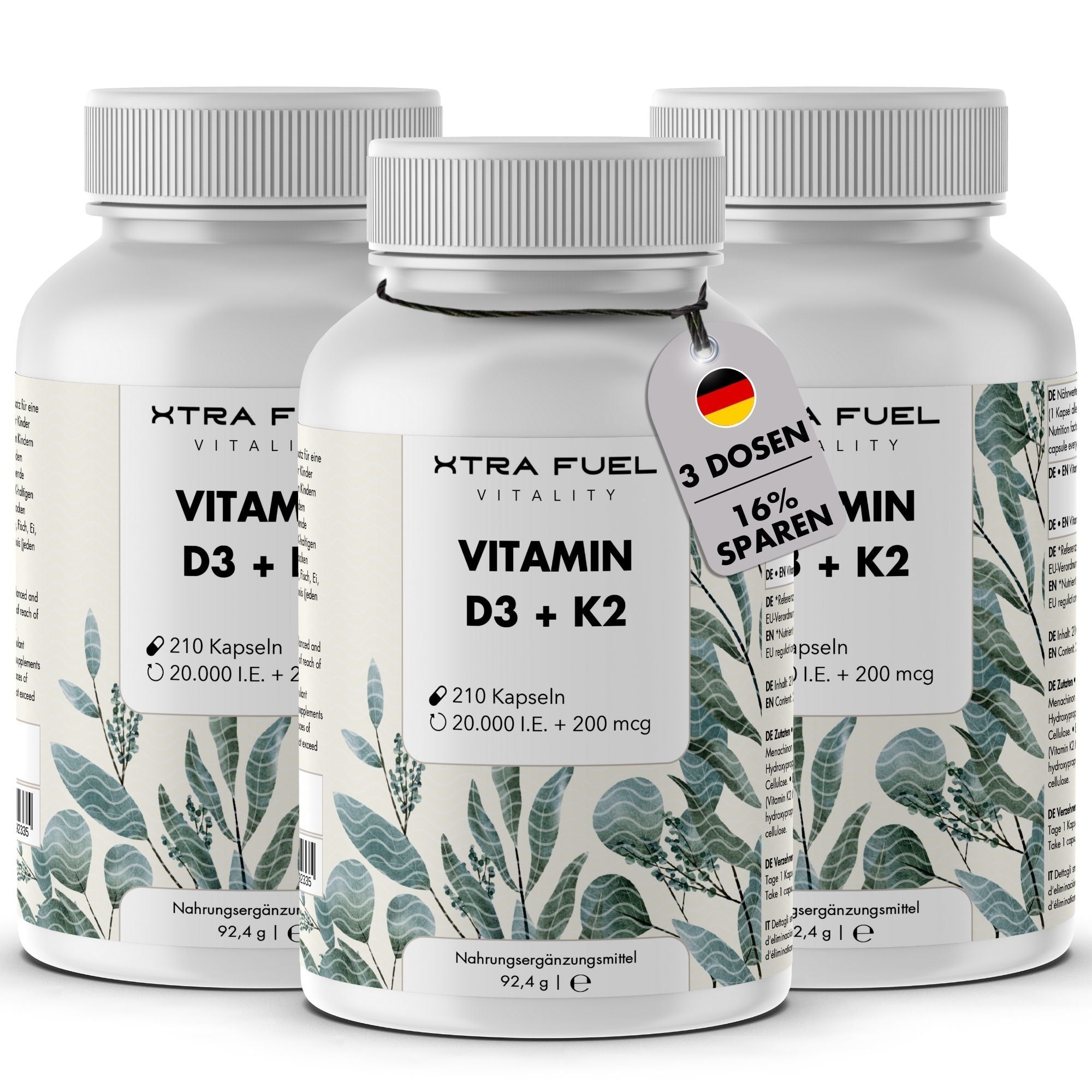 XTRA FUEL Vitamin D3 + K2 Kapseln - 20.000 I.E. + 200mcg MK-7 all-trans
