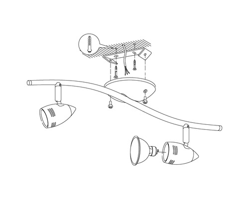 LED plafondspot 2x3W 2x240 lm 3000 KL 33 cm nikkel/mat/chroom