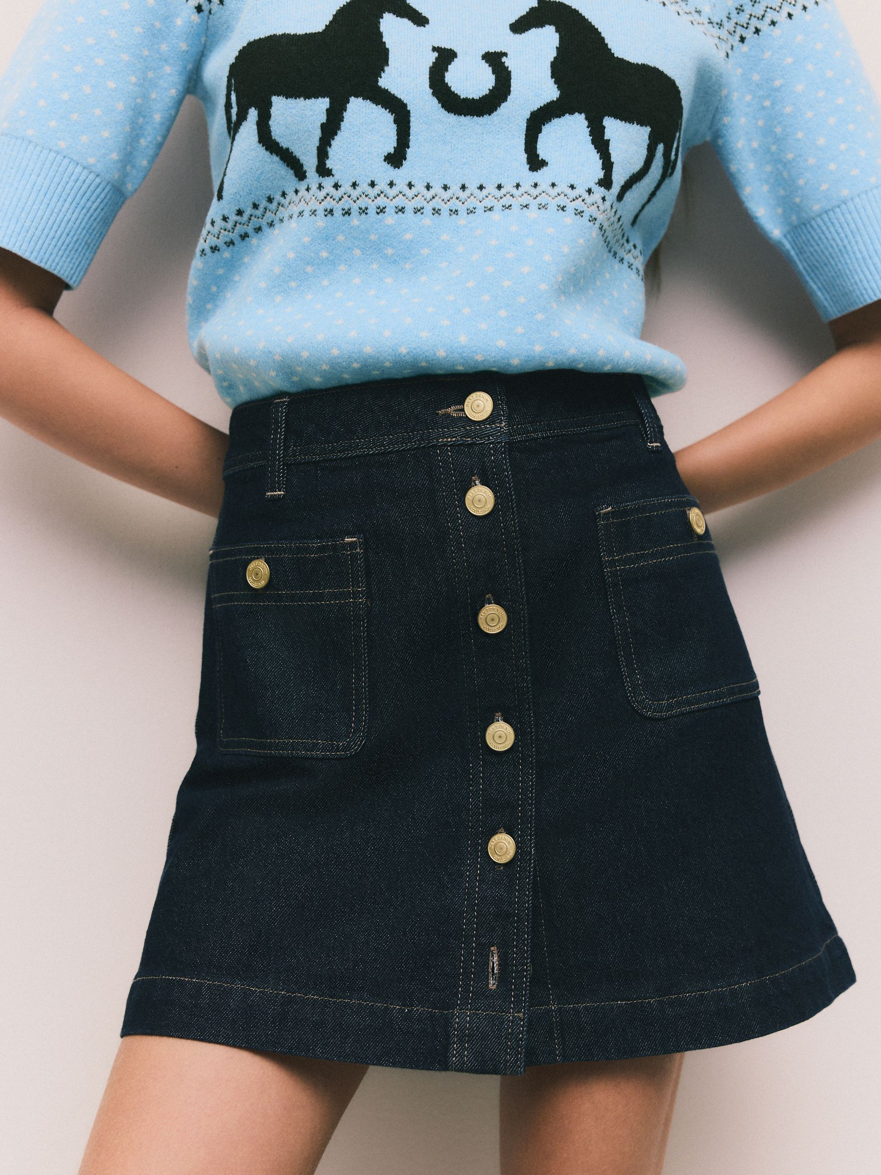 Wassing - Denim Patch Pocket Mini Skirt