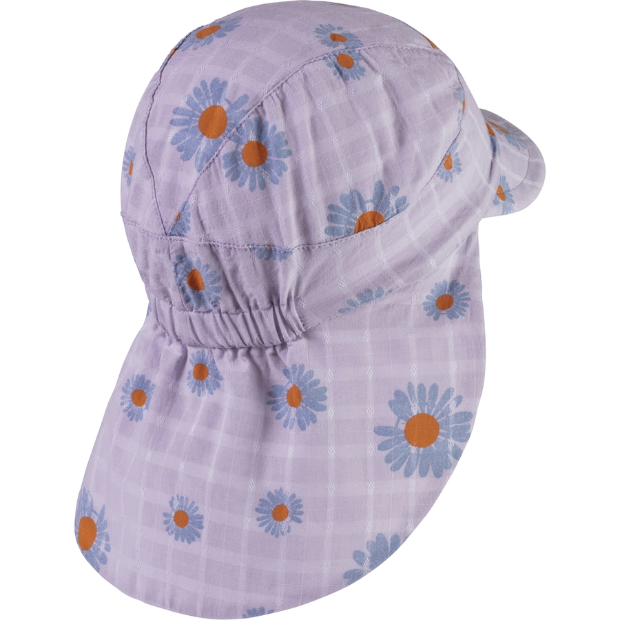 Sterntaler Schirmmütze mit Nackenschutz Blume flieder