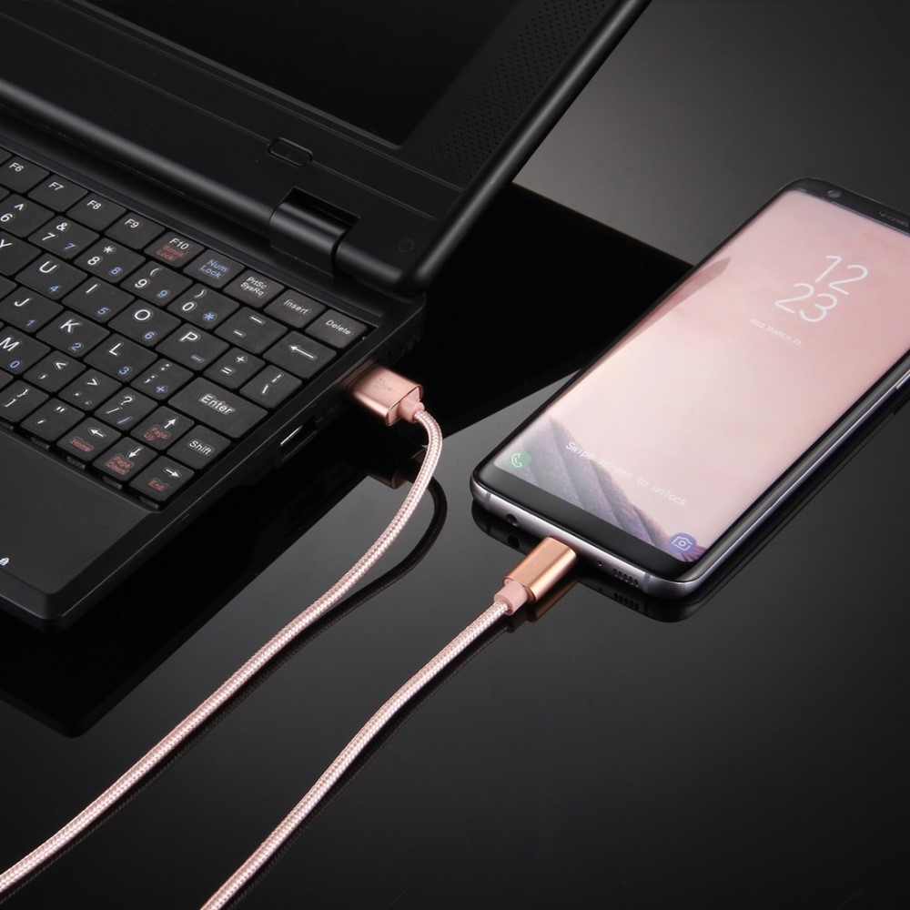 (3m) USB A auf USB C Nylon Ladekabel Datenkabel - Rosa