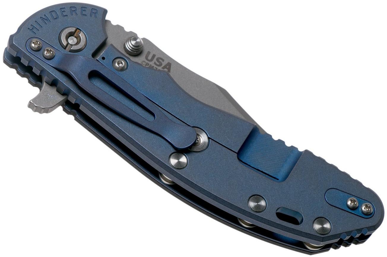 Rick Hinderer XM-24 4” Bowie, CPM 20CV, Battle Blue, Black G10 zakmes
