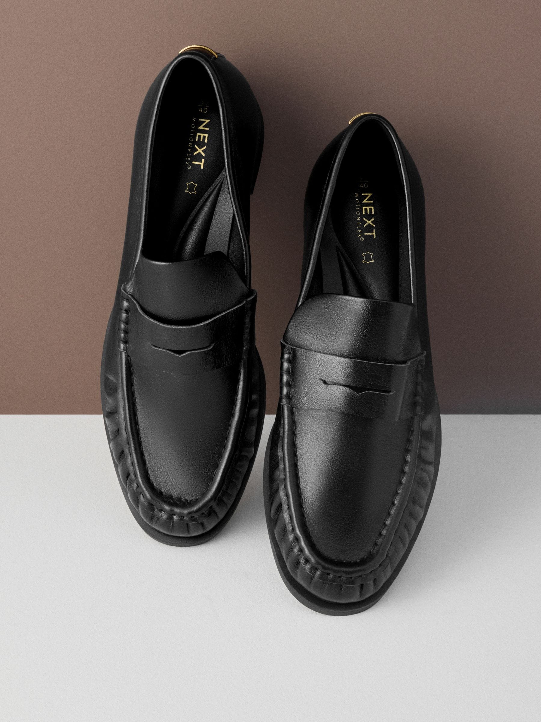 Zwart - Forever Comfort® Premium Leren Loafers met Motionflex en ruches