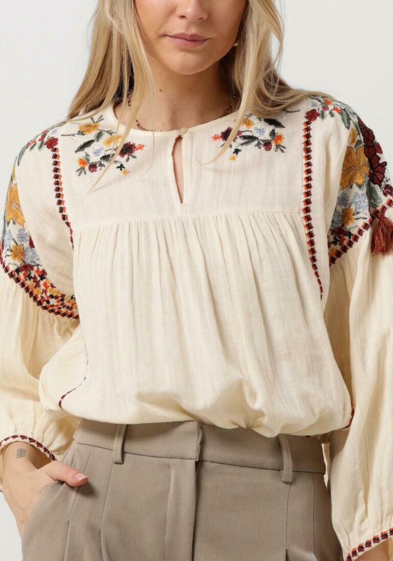SUMMUM gebroken wit summum blouse top multi embroidery top multi embroidery
