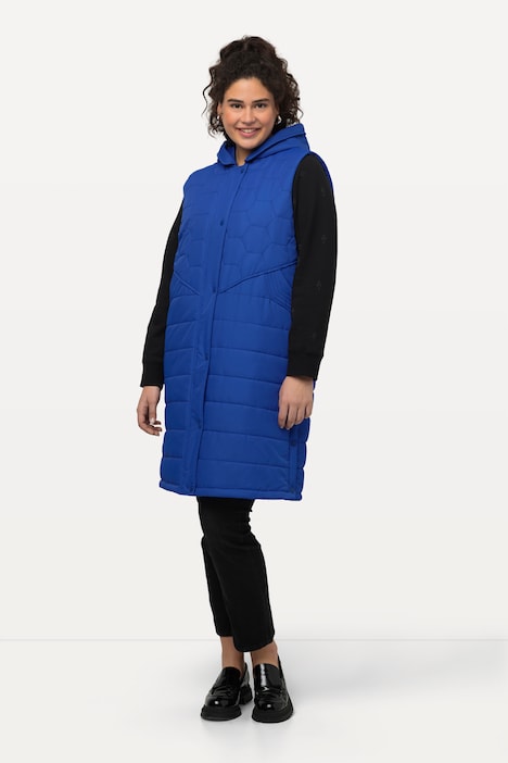 HYPRAR Long-Steppweste, Steppmix, 2-Wege-Zipper, Kapuze