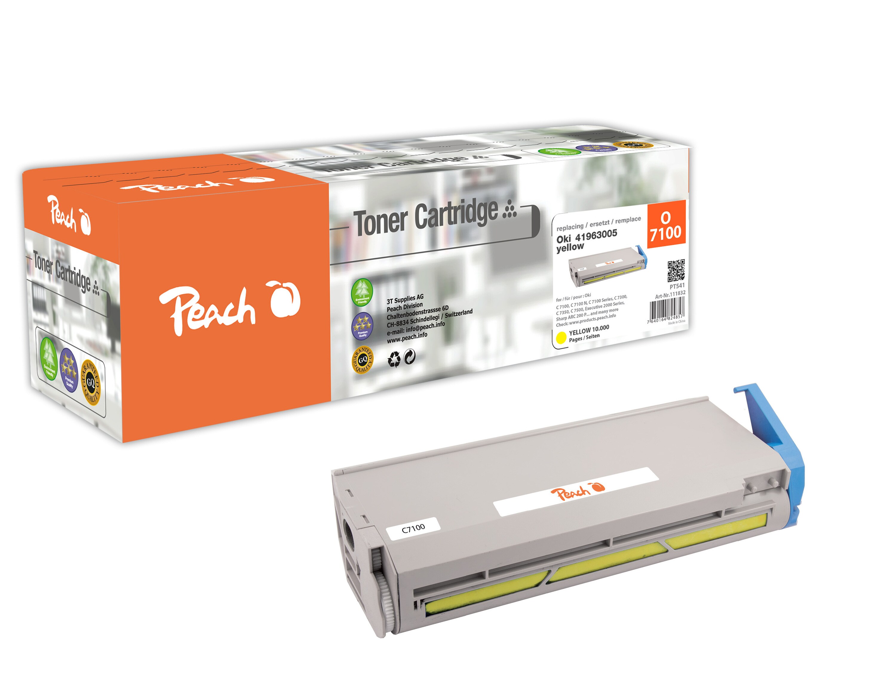 Peach O4196-3005Y Toner ye ersetzt Sharp, OKI No. 4196-3005Y, 41963005 für z.B. OKI C 7100, OKI C 7100 N, OKI C 7300, OKI C 7300 DN, OKI C 7350 (wiederaufbereitet)