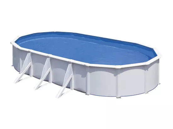 Piscine acier blanc Fidji ovale 7,44 x 3,99 x 1,22 m - Gré