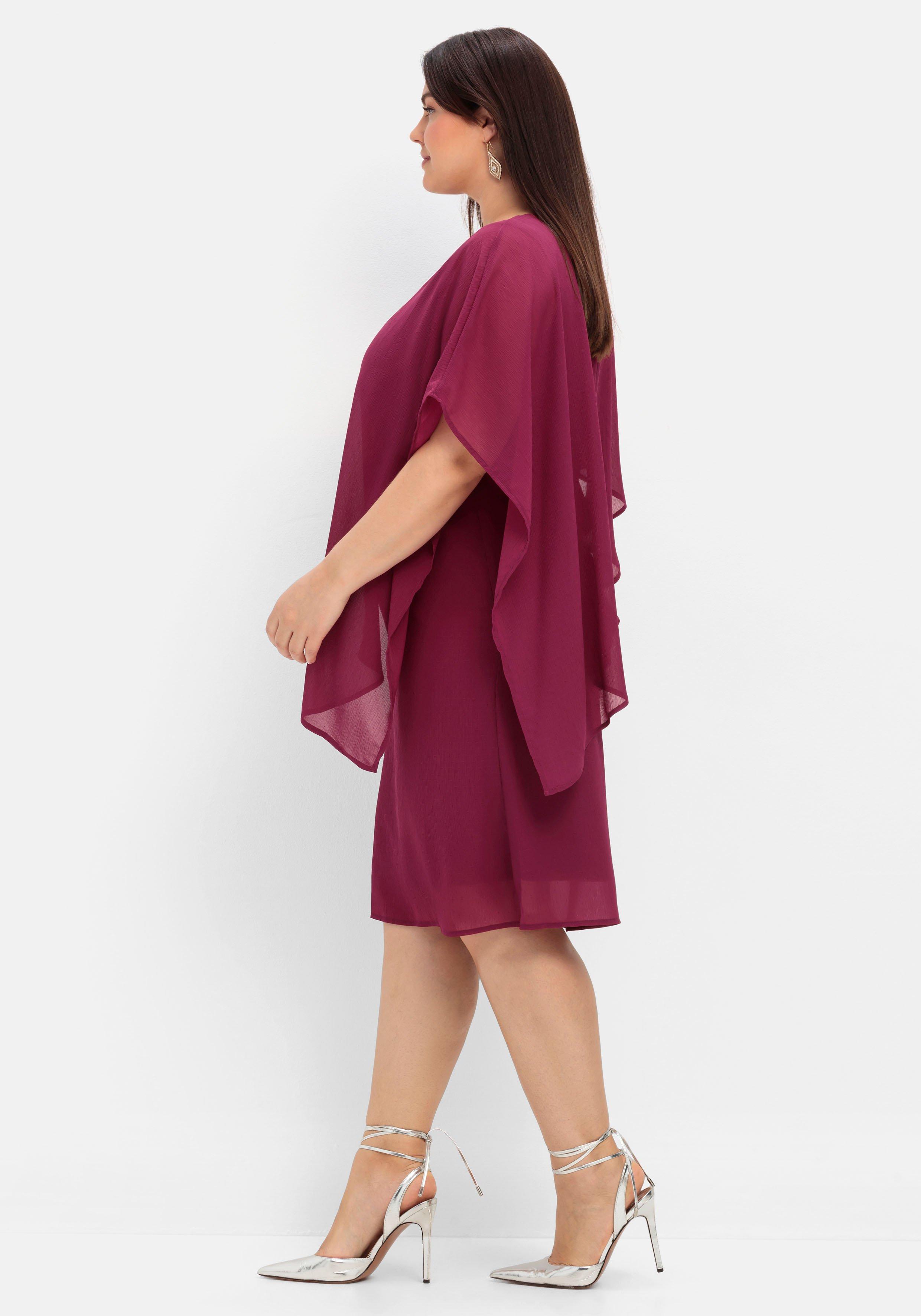 Cocktailkleid mit asymmetrischem Cape, aus Chiffon