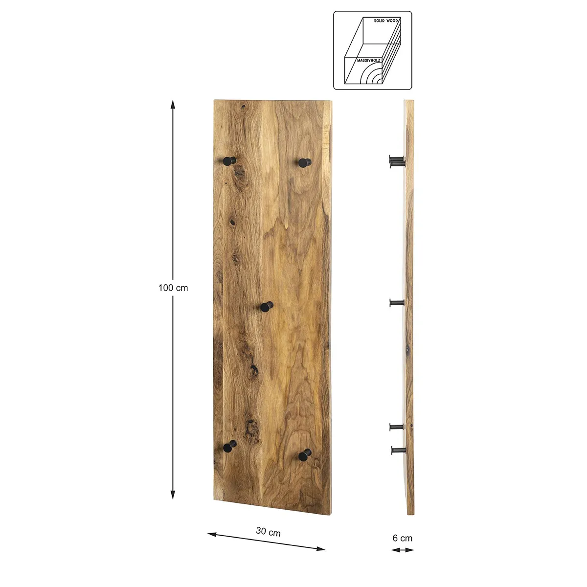 Pegane Garderobe Murale Chêne Huilé