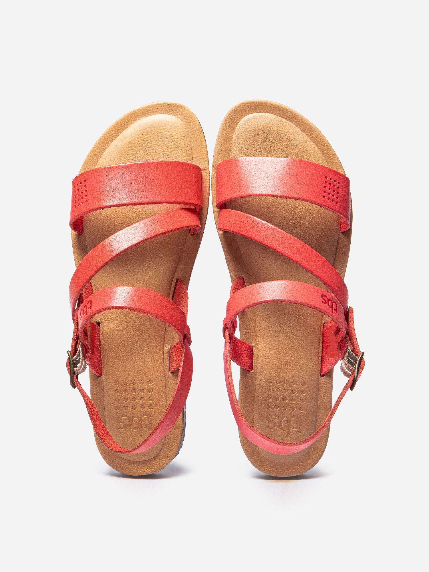 Sandales Plates Femme Cuir Rouge