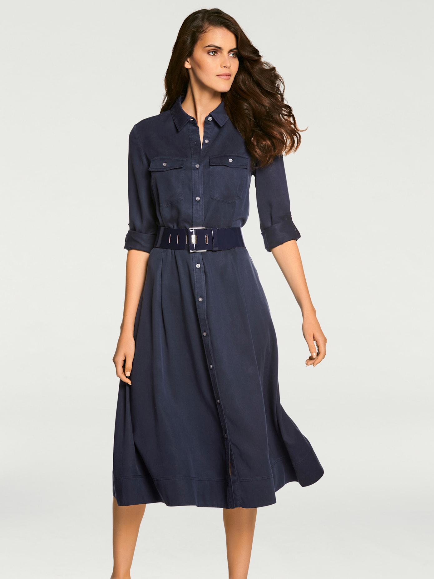 Robe-chemisier ceinture à nouer