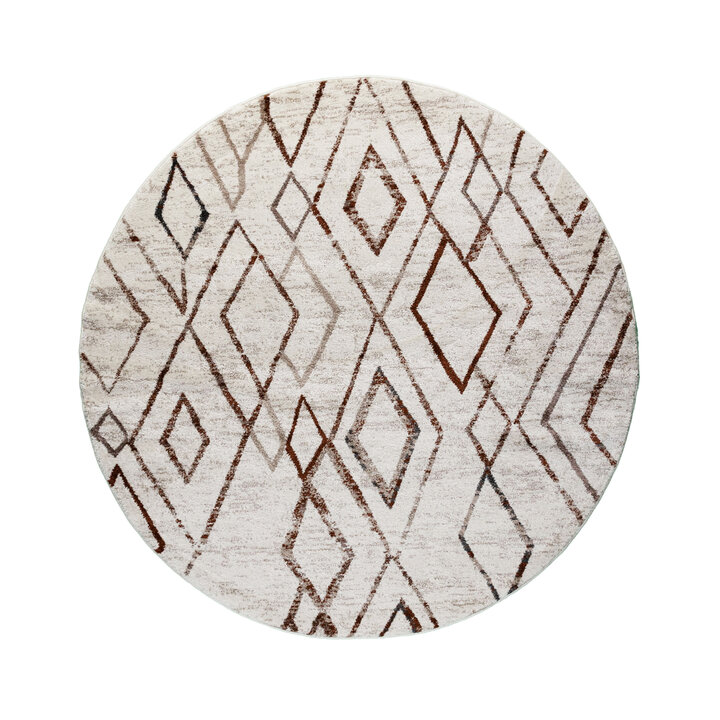 Rond hoogpolig vloerkleed - Blend Diamond Terra