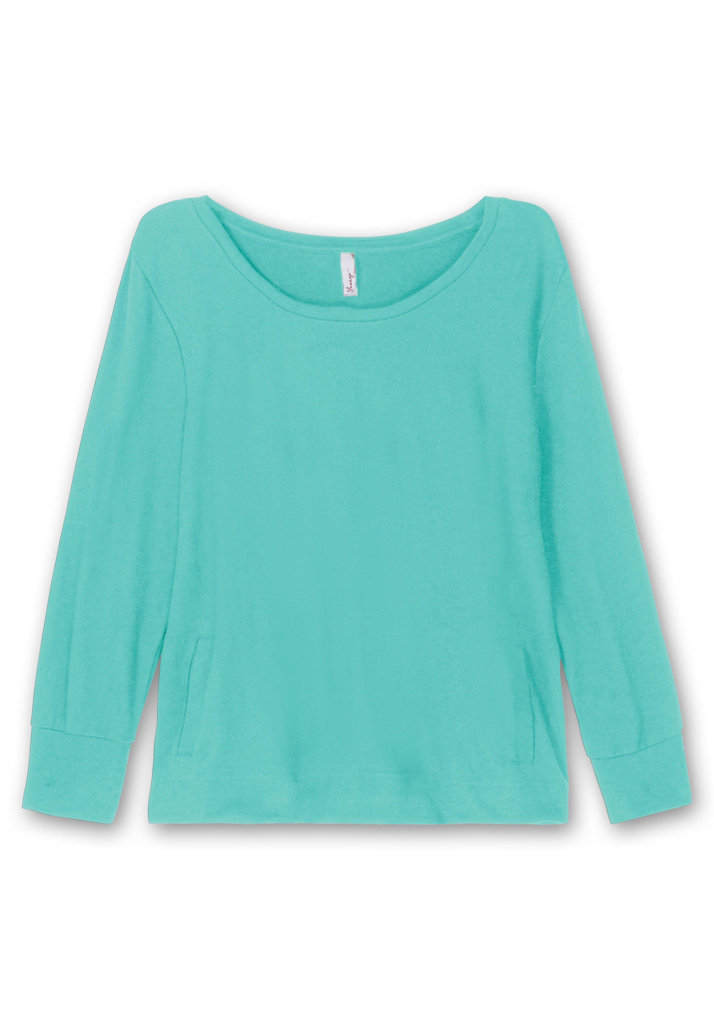 Sweatshirt mit Taschen und tiefem Rundhalsausschnitt