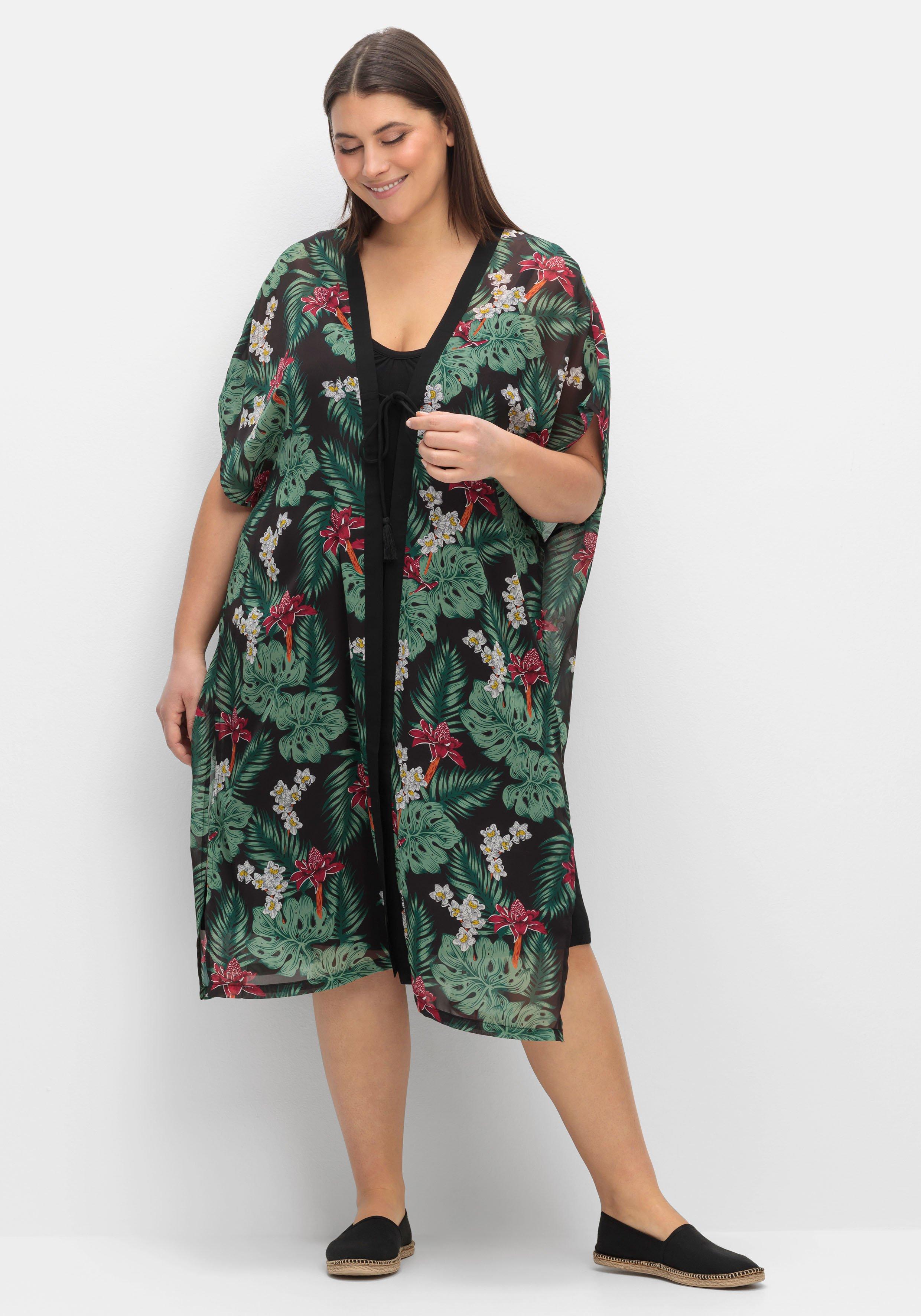 Strandset aus Jerseykleid und offenem Kaftan