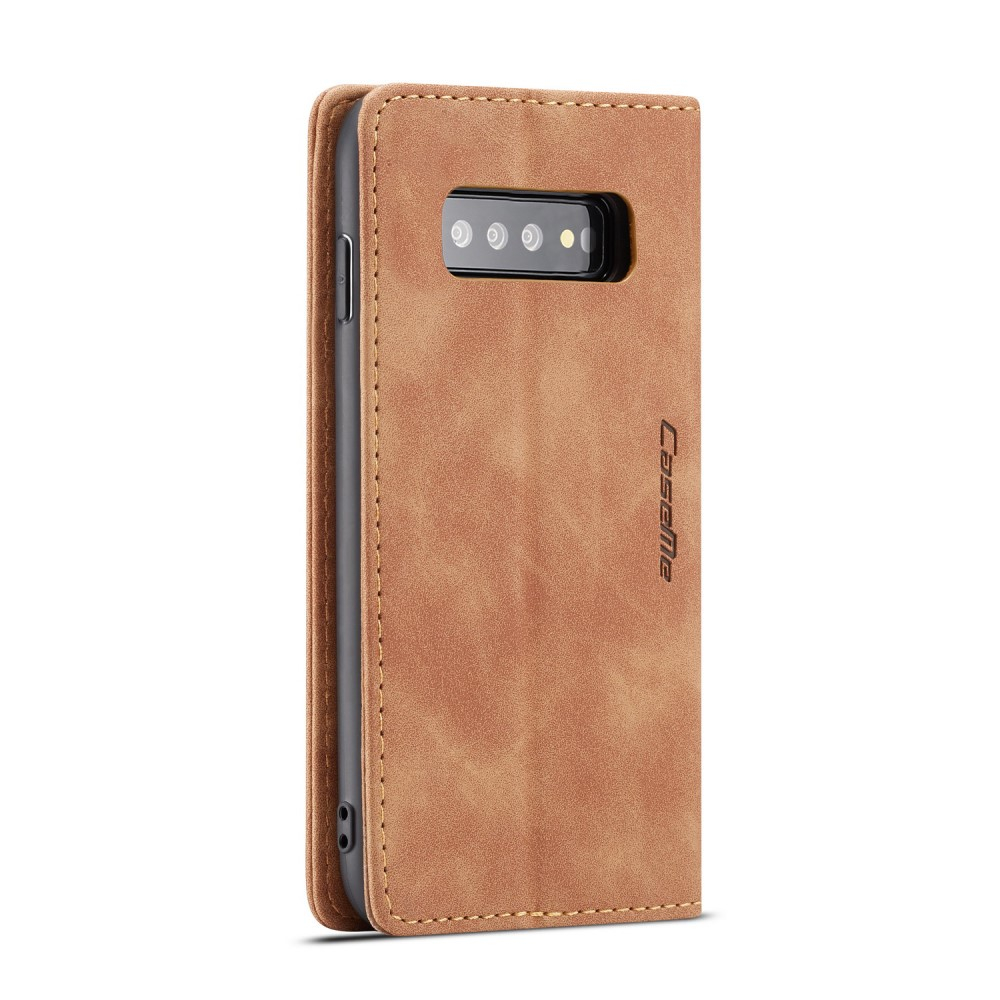 Samsung Galaxy S10 Leder Tasche Flip Wallet Etui mit Kartenfächern - Hellbraun
