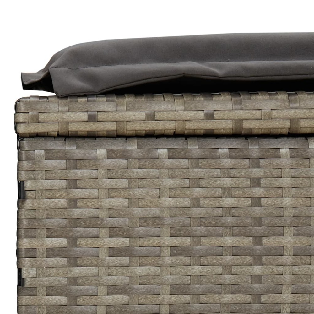 Transat chaise longue bain de soleil lit de jardin terrasse meuble d'extérieur à 2 places avec coussins gris résine tressée 0