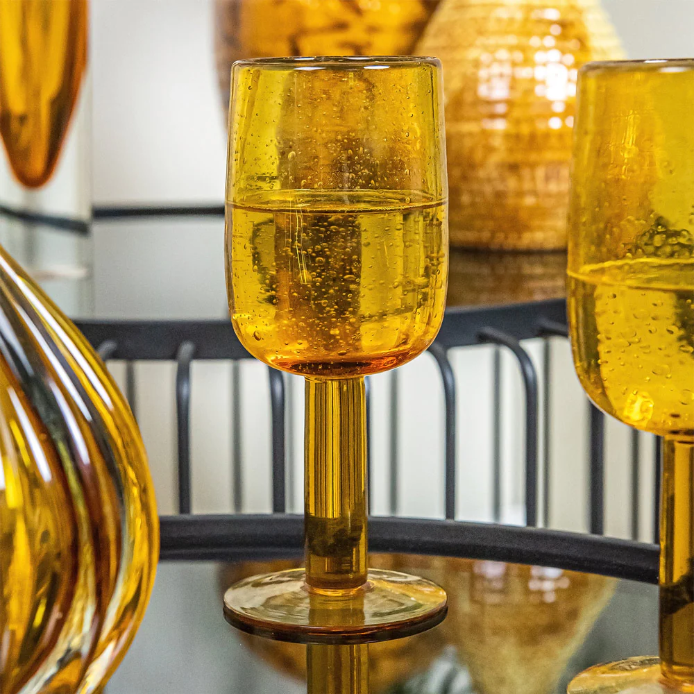 Verre à pied Perla Bullé 28 cl ambre (lot de 6) Table passion
