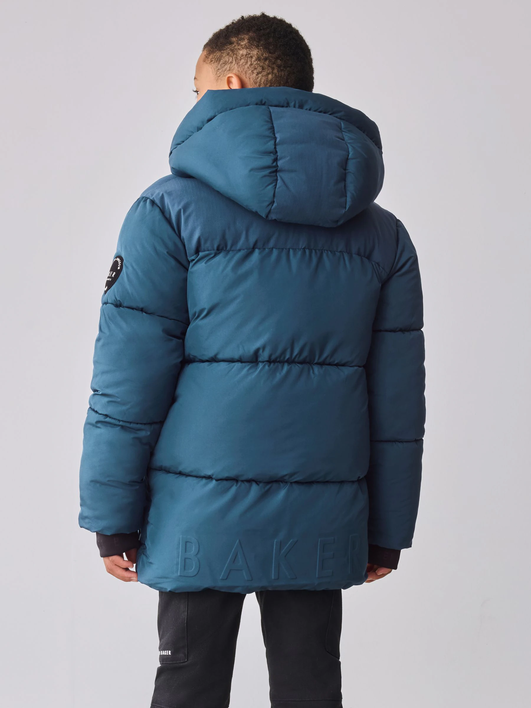 Baker by Ted Baker - Blauwe, halflange, gewatteerde en waterafstotende jas
