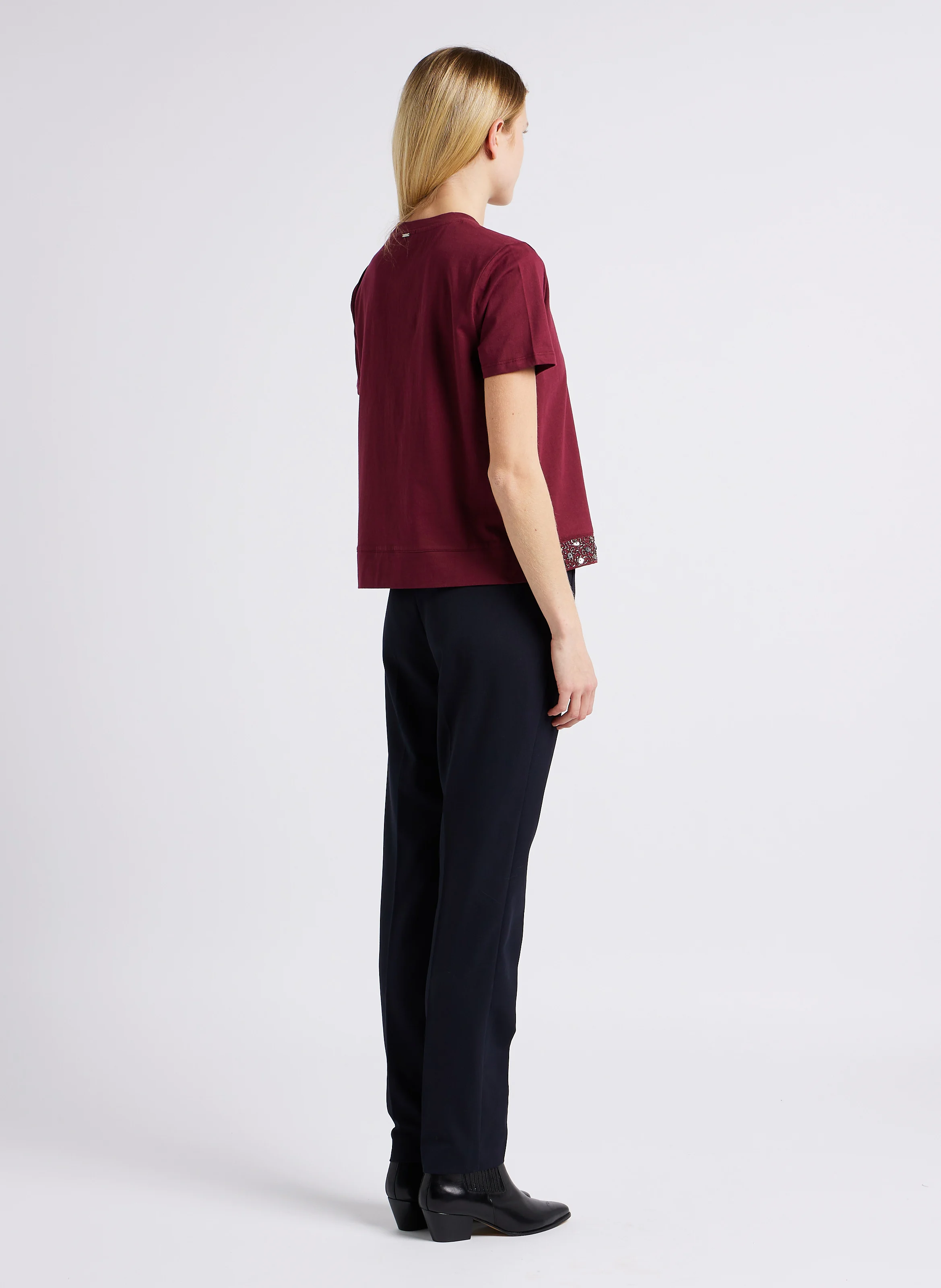 Pantalon à pinces carotte taille haute | Bleu