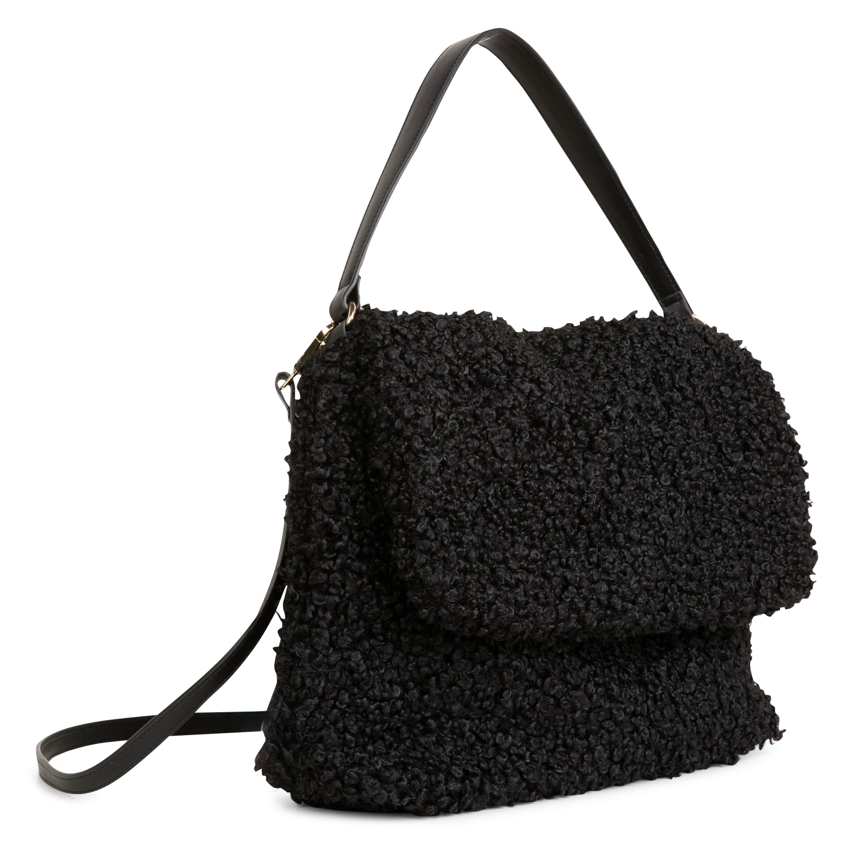 ELOISE - Sac porté épaule en sherpa | Noir