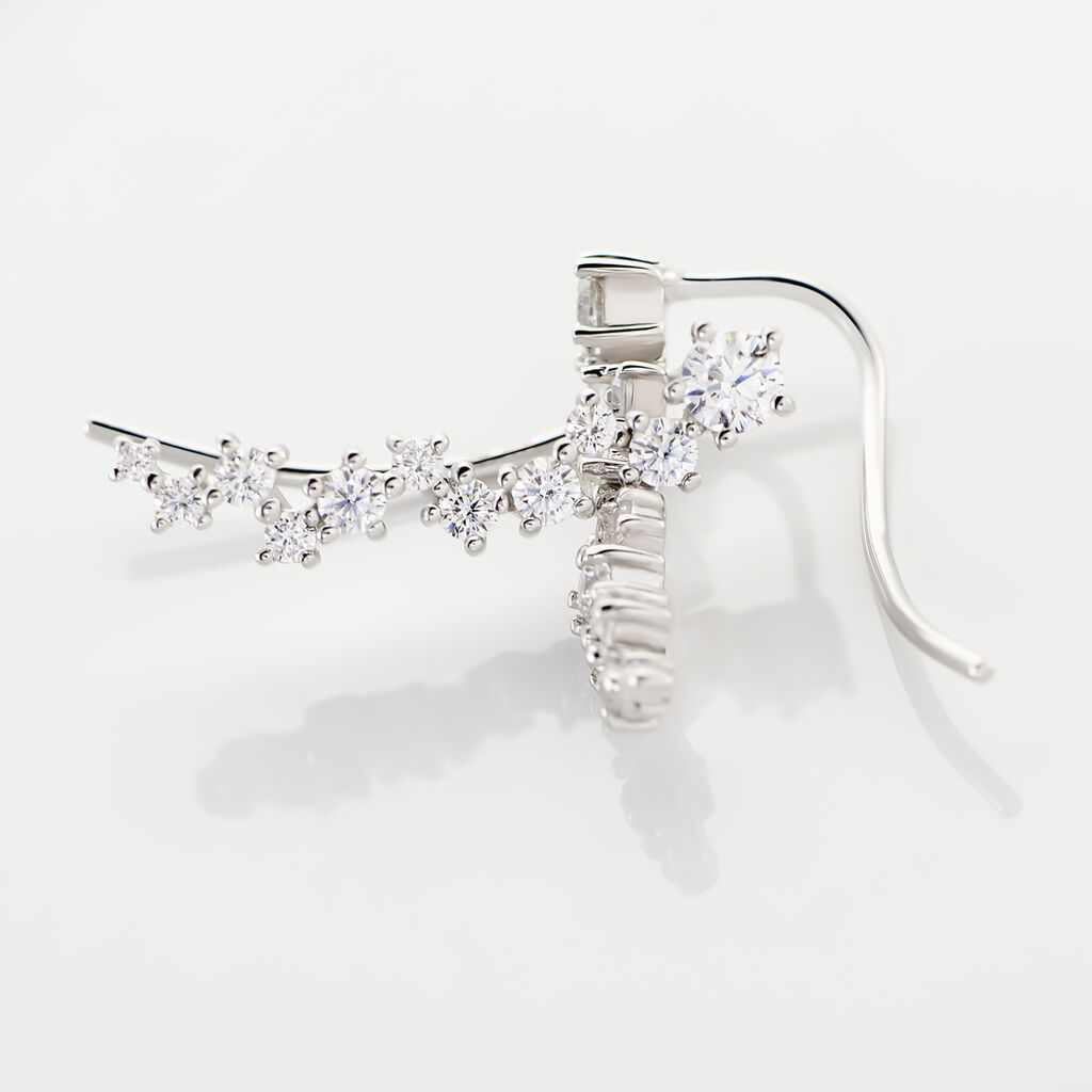 Bijoux D¿oreilles Grimpants Enza Argent Blanc Oxyde De Zirconium