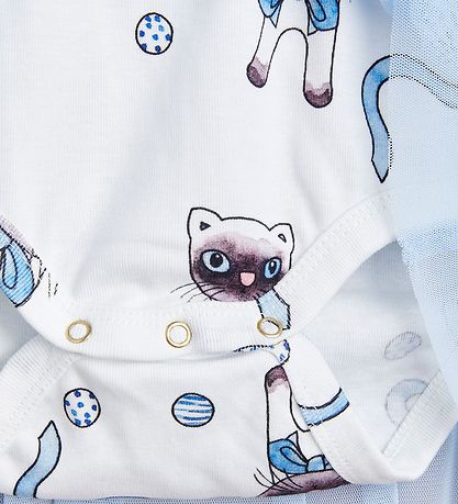 Mini Rodini Bodykleid l/ä - Tulle Rock - Siamese AOP - Hellblau