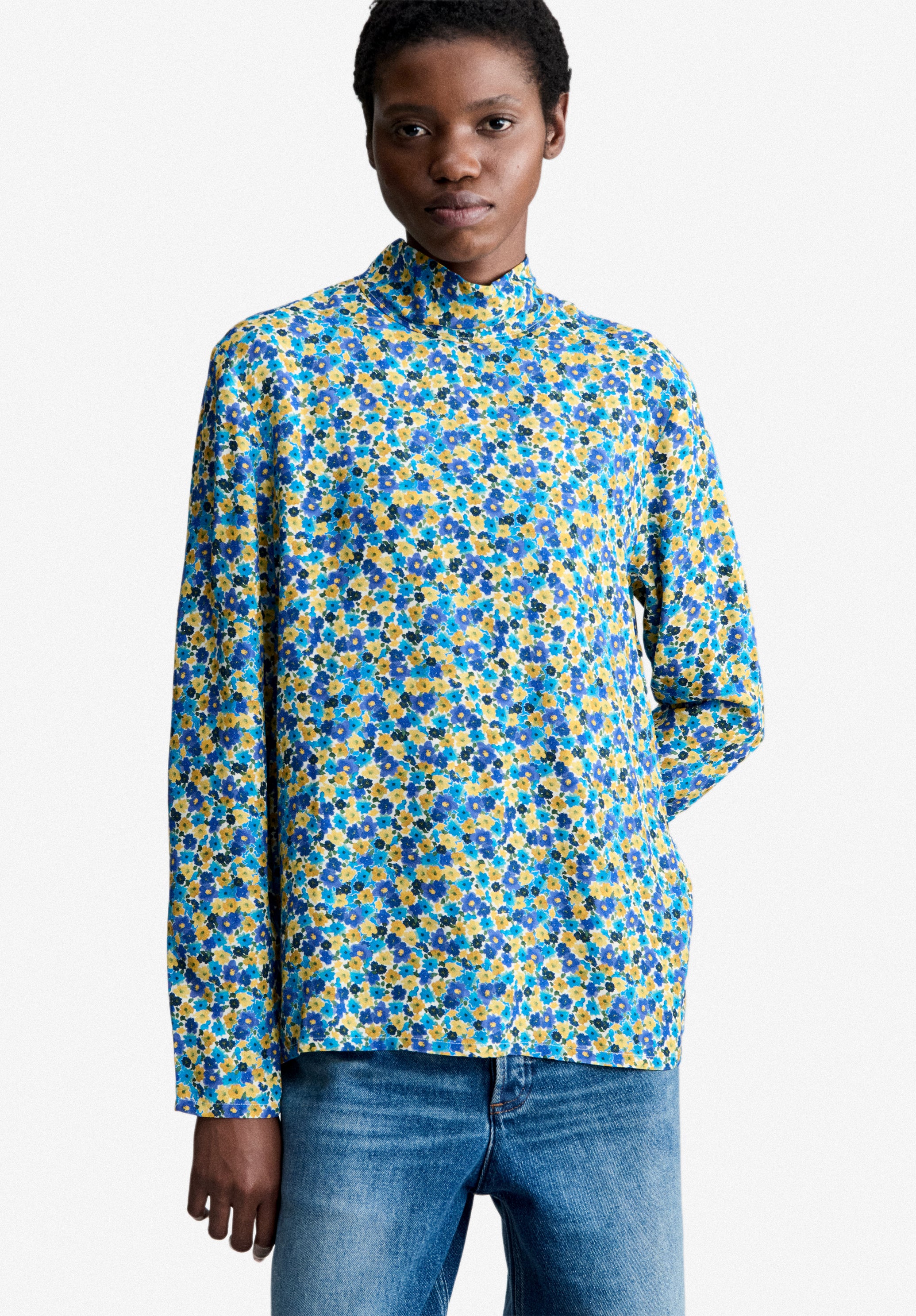Blouse fluide à motifs fleurs multicolores - Multicolore
