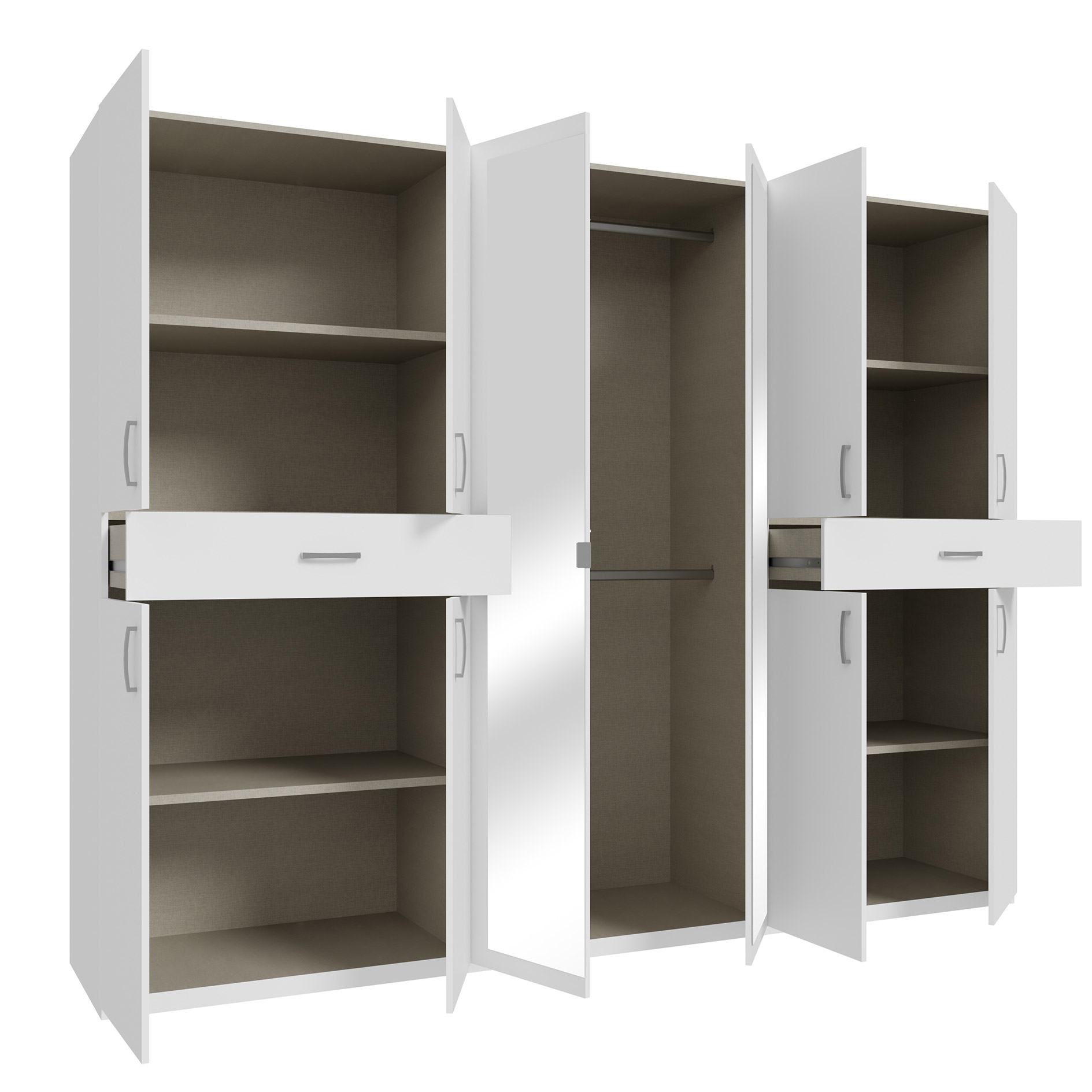 Drehtürenschrank - weiß - 10 Türen - 269,7 cm